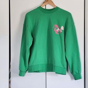 Pangaia Green Sweatshirt with Pink Graphic